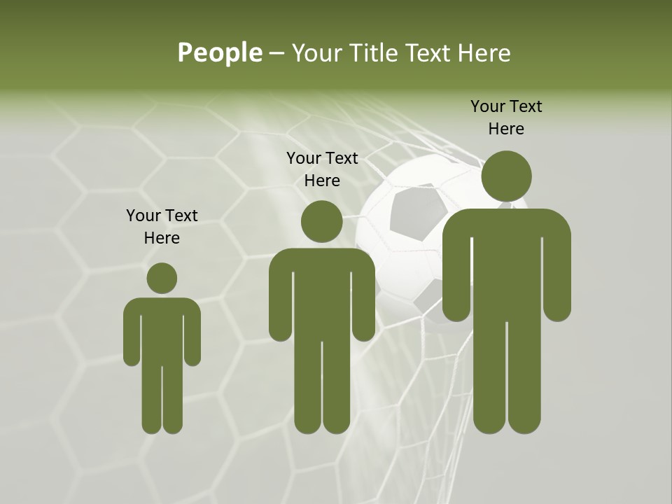 A Soccer Ball Is In The Net Of A Soccer Field PowerPoint Template