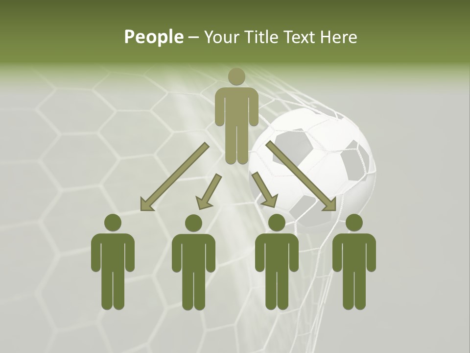 A Soccer Ball Is In The Net Of A Soccer Field PowerPoint Template