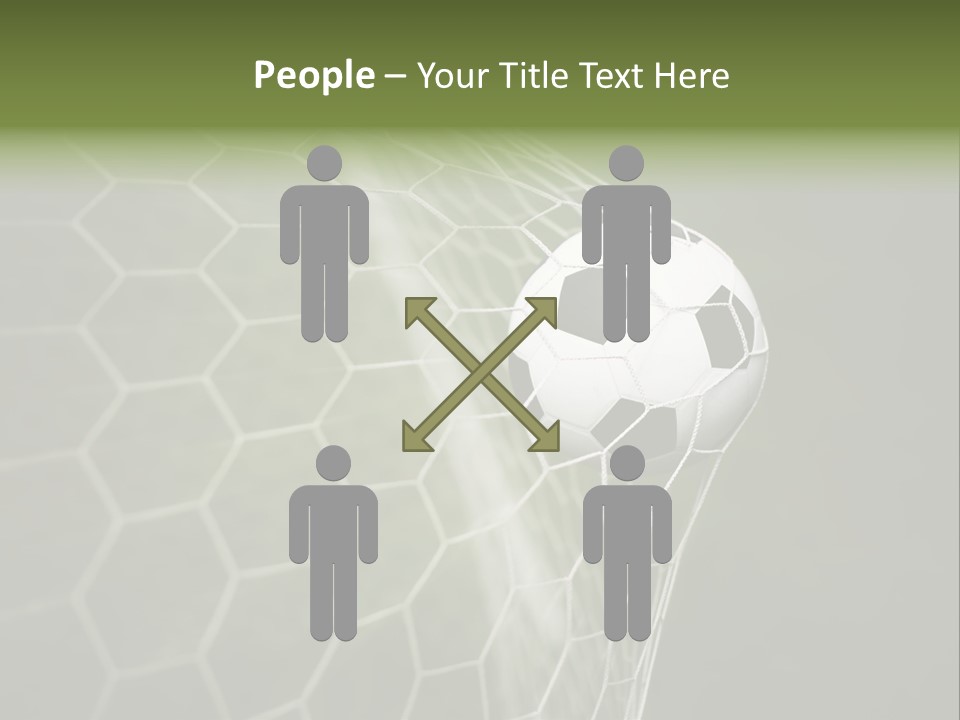 A Soccer Ball Is In The Net Of A Soccer Field PowerPoint Template