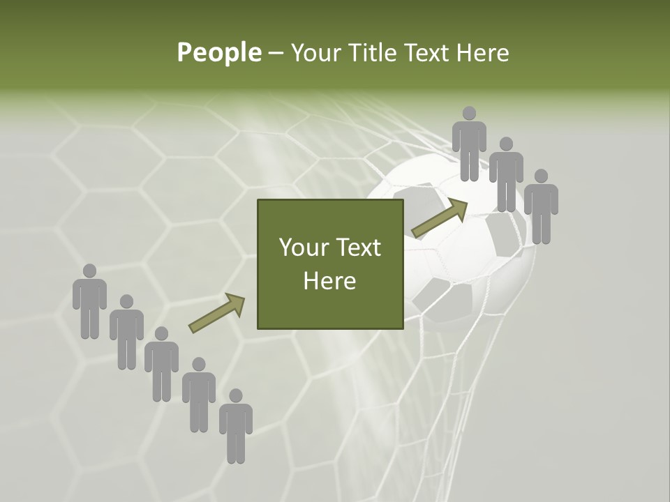 A Soccer Ball Is In The Net Of A Soccer Field PowerPoint Template