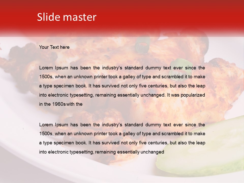 A White Plate Topped With Chicken And Vegetables PowerPoint Template