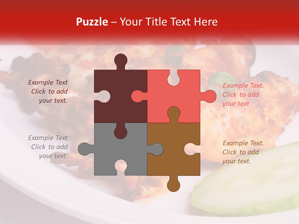 A White Plate Topped With Chicken And Vegetables PowerPoint Template