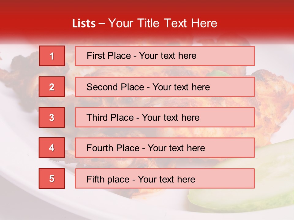 A White Plate Topped With Chicken And Vegetables PowerPoint Template