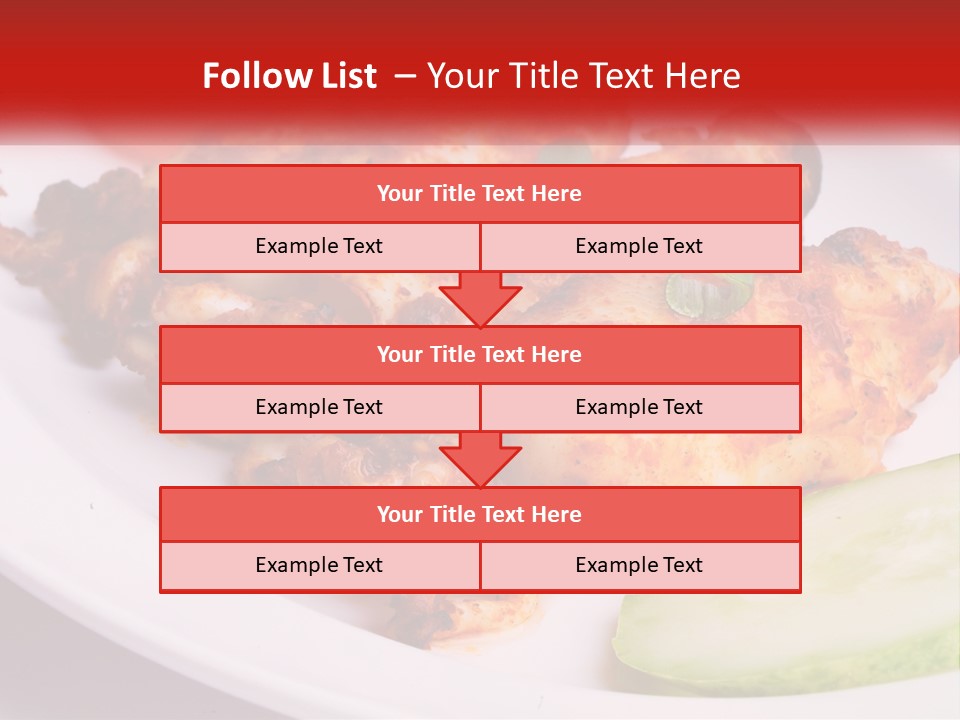 A White Plate Topped With Chicken And Vegetables PowerPoint Template