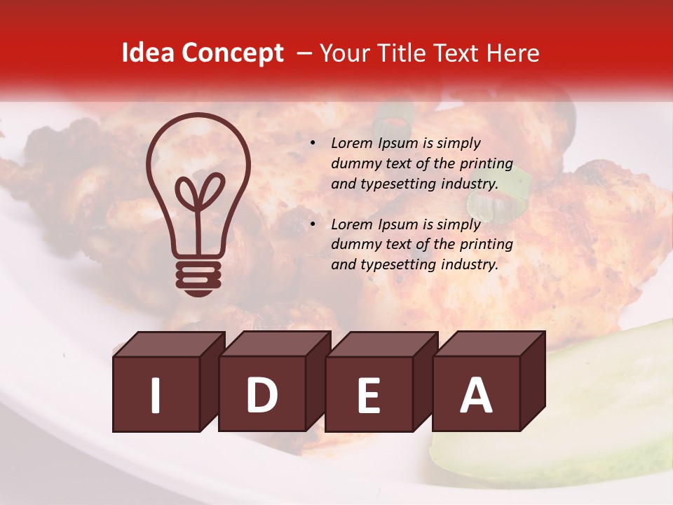 A White Plate Topped With Chicken And Vegetables PowerPoint Template