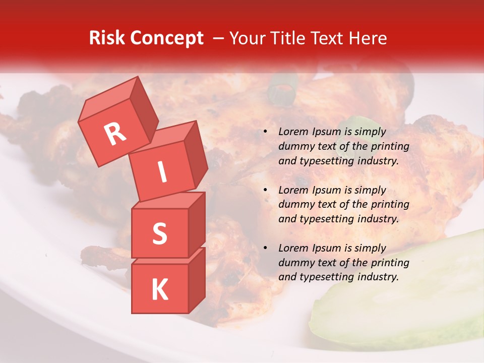 A White Plate Topped With Chicken And Vegetables PowerPoint Template