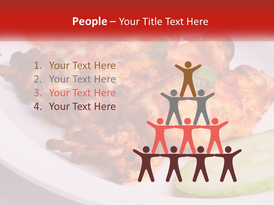 A White Plate Topped With Chicken And Vegetables PowerPoint Template