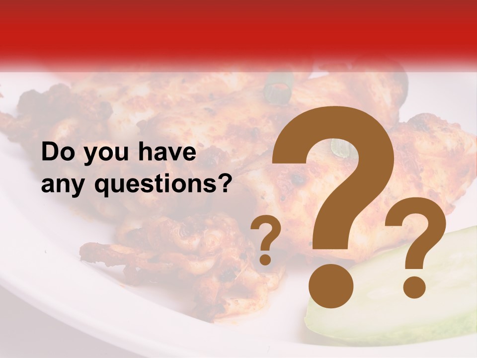 A White Plate Topped With Chicken And Vegetables PowerPoint Template