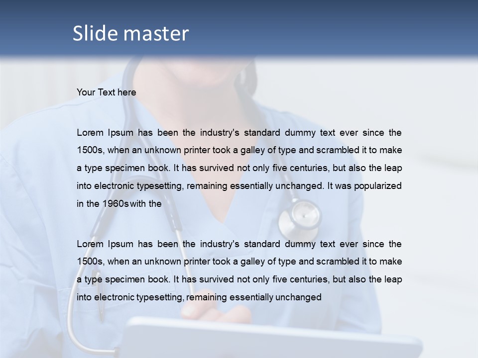 A Woman Doctor Is Holding A Tablet Computer PowerPoint Template