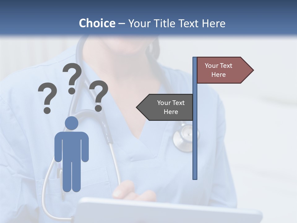 A Woman Doctor Is Holding A Tablet Computer PowerPoint Template
