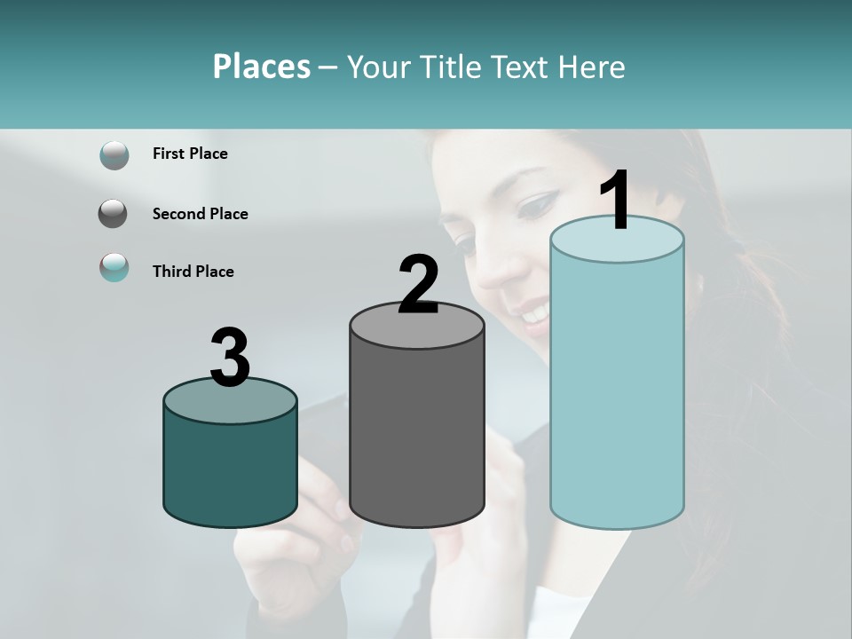 A Woman Holding A Cell Phone In Her Hand PowerPoint Template