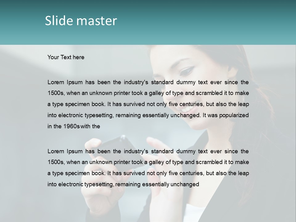 A Woman Holding A Cell Phone In Her Hand PowerPoint Template