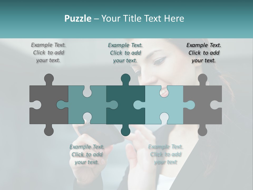 A Woman Holding A Cell Phone In Her Hand PowerPoint Template