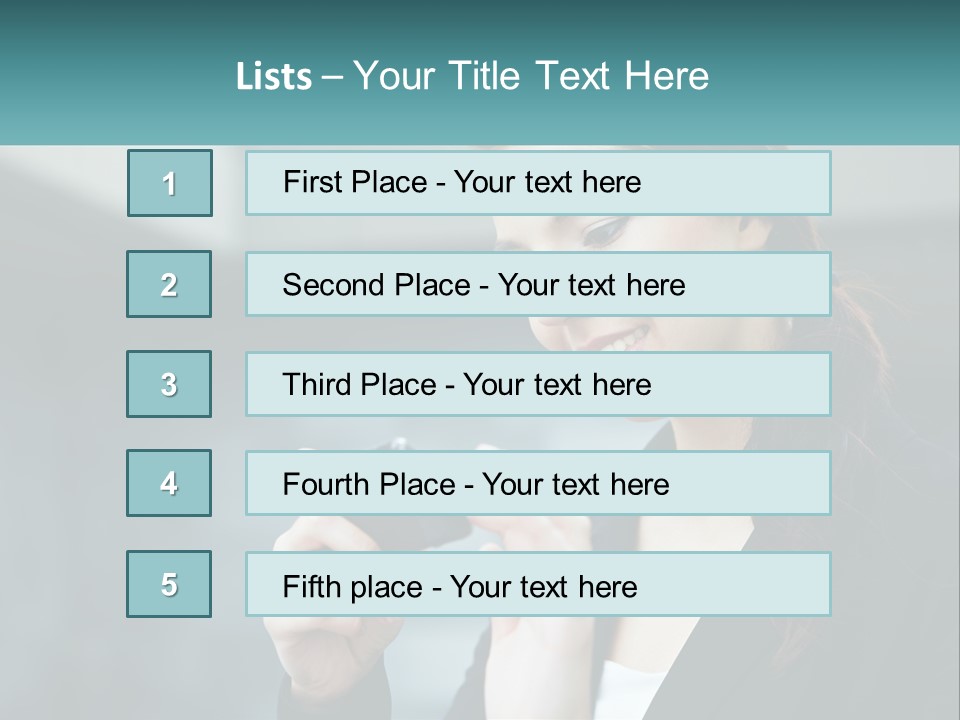 A Woman Holding A Cell Phone In Her Hand PowerPoint Template