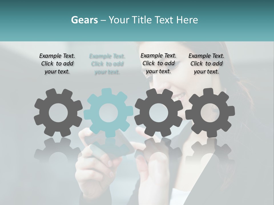 A Woman Holding A Cell Phone In Her Hand PowerPoint Template