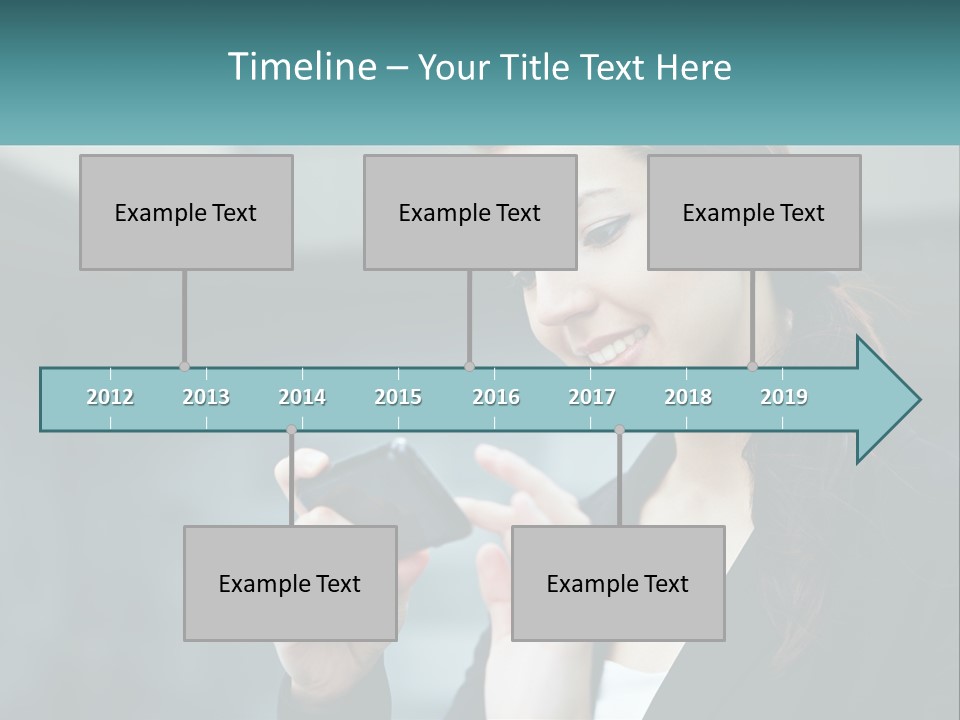 A Woman Holding A Cell Phone In Her Hand PowerPoint Template