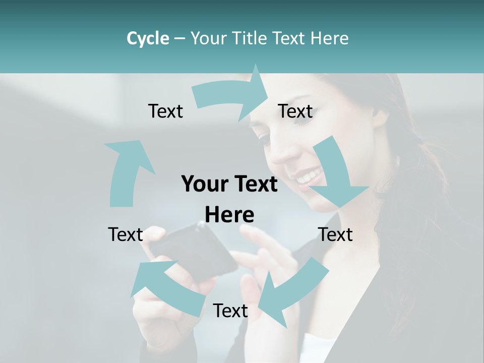 A Woman Holding A Cell Phone In Her Hand PowerPoint Template