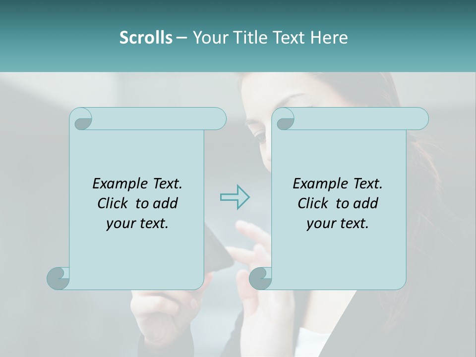 A Woman Holding A Cell Phone In Her Hand PowerPoint Template