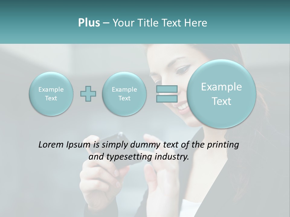 A Woman Holding A Cell Phone In Her Hand PowerPoint Template