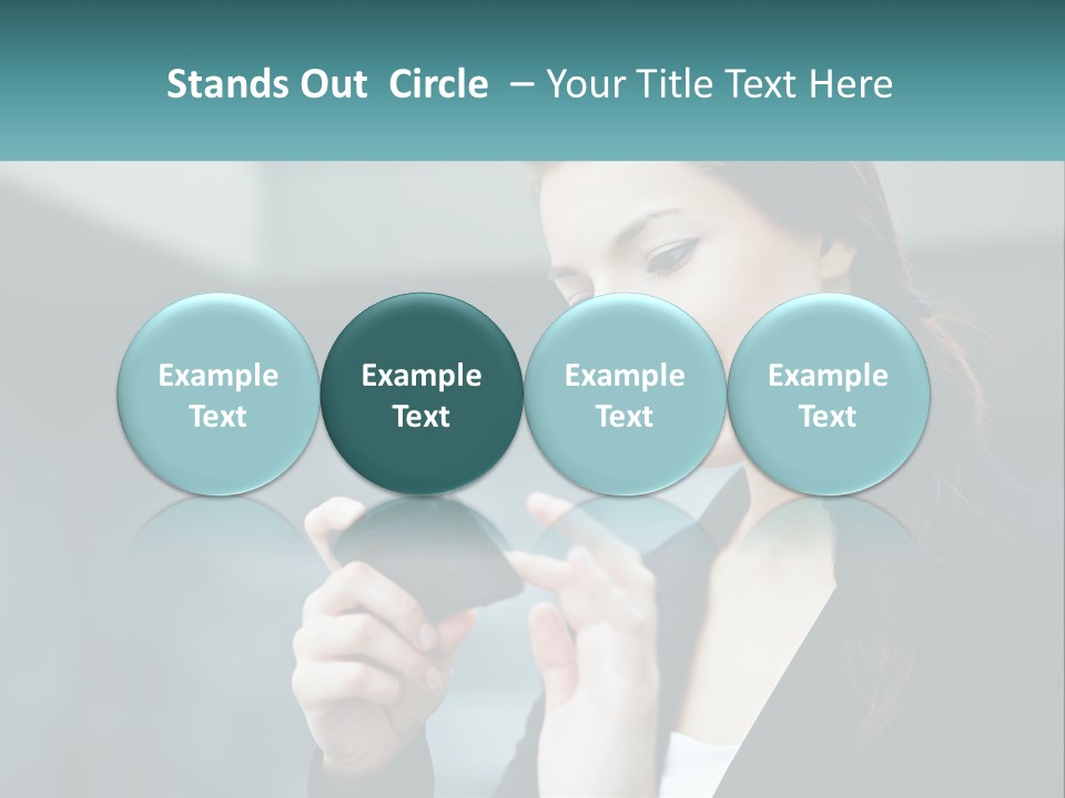 A Woman Holding A Cell Phone In Her Hand PowerPoint Template