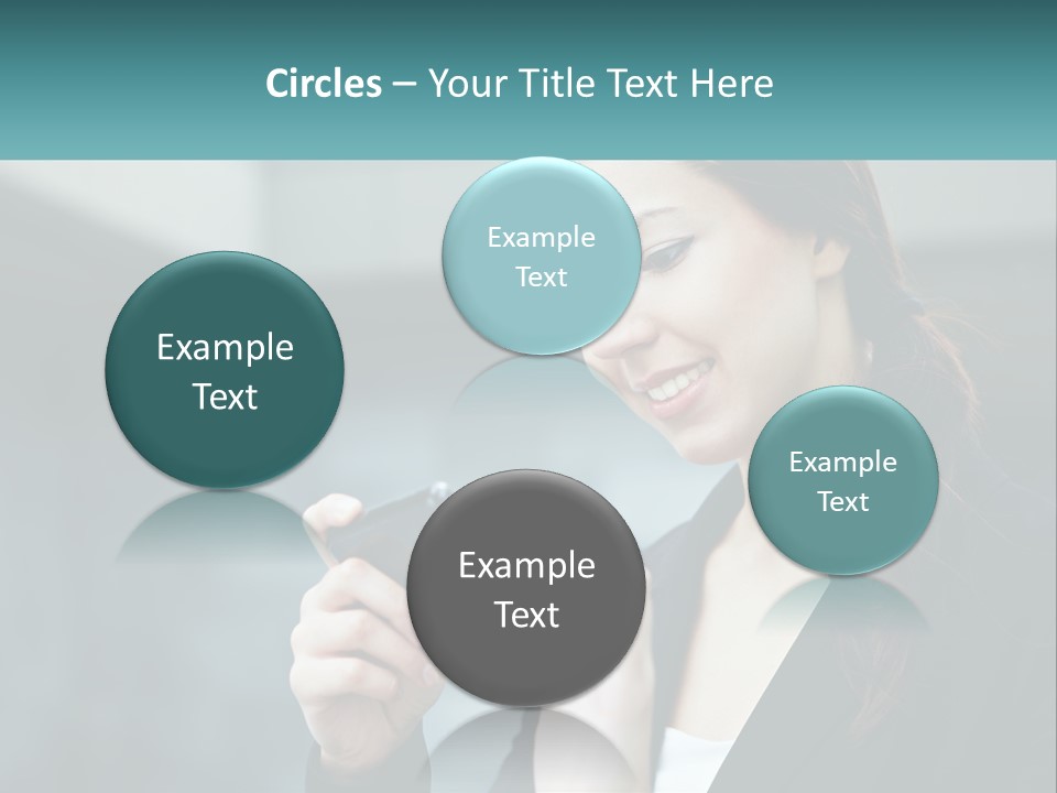 A Woman Holding A Cell Phone In Her Hand PowerPoint Template