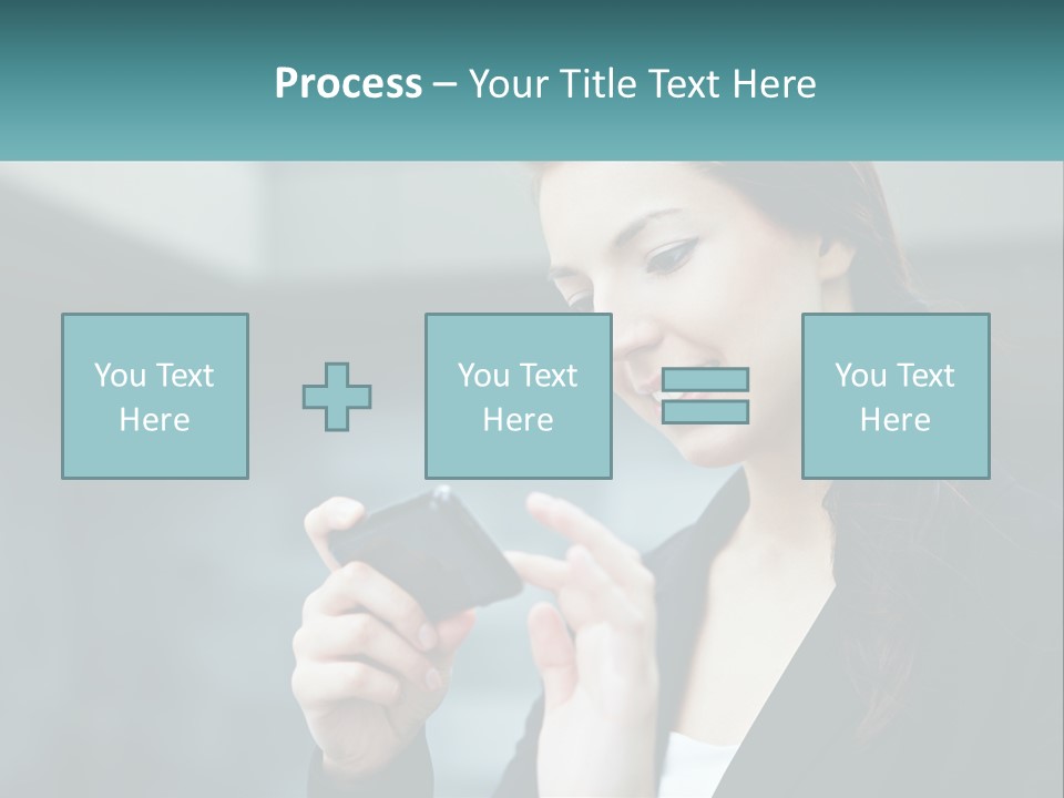 A Woman Holding A Cell Phone In Her Hand PowerPoint Template