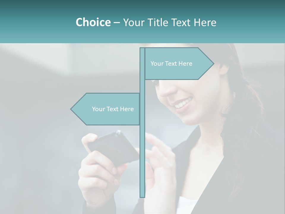 A Woman Holding A Cell Phone In Her Hand PowerPoint Template