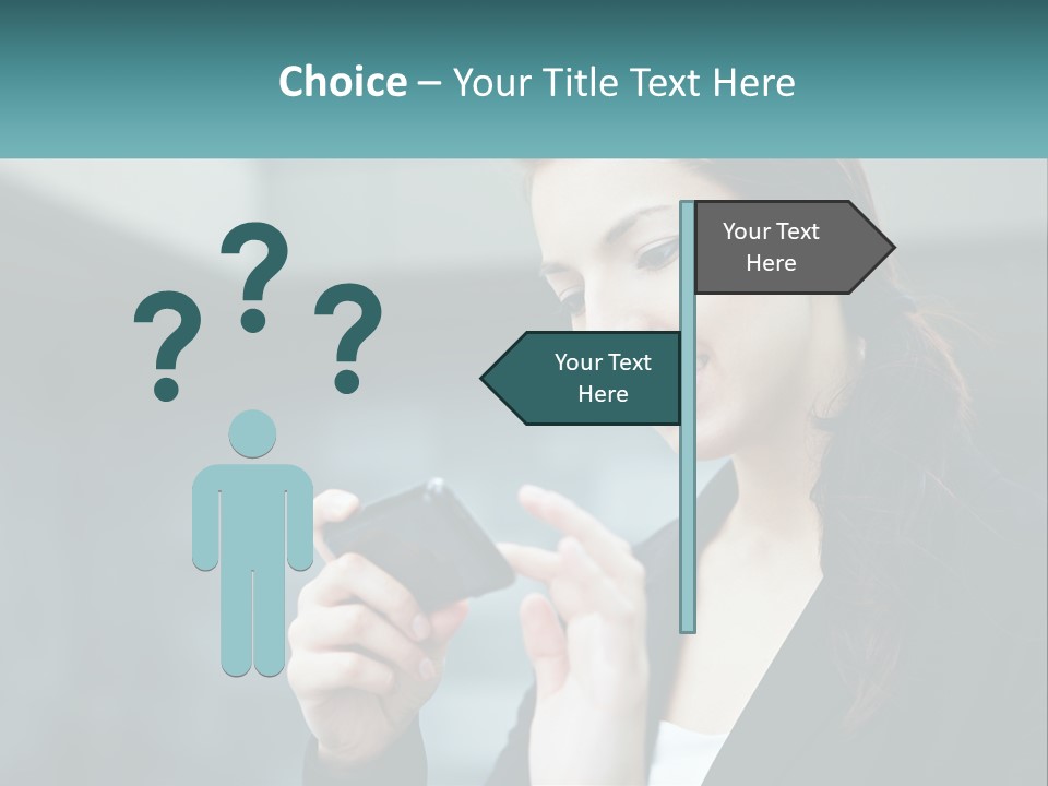 A Woman Holding A Cell Phone In Her Hand PowerPoint Template