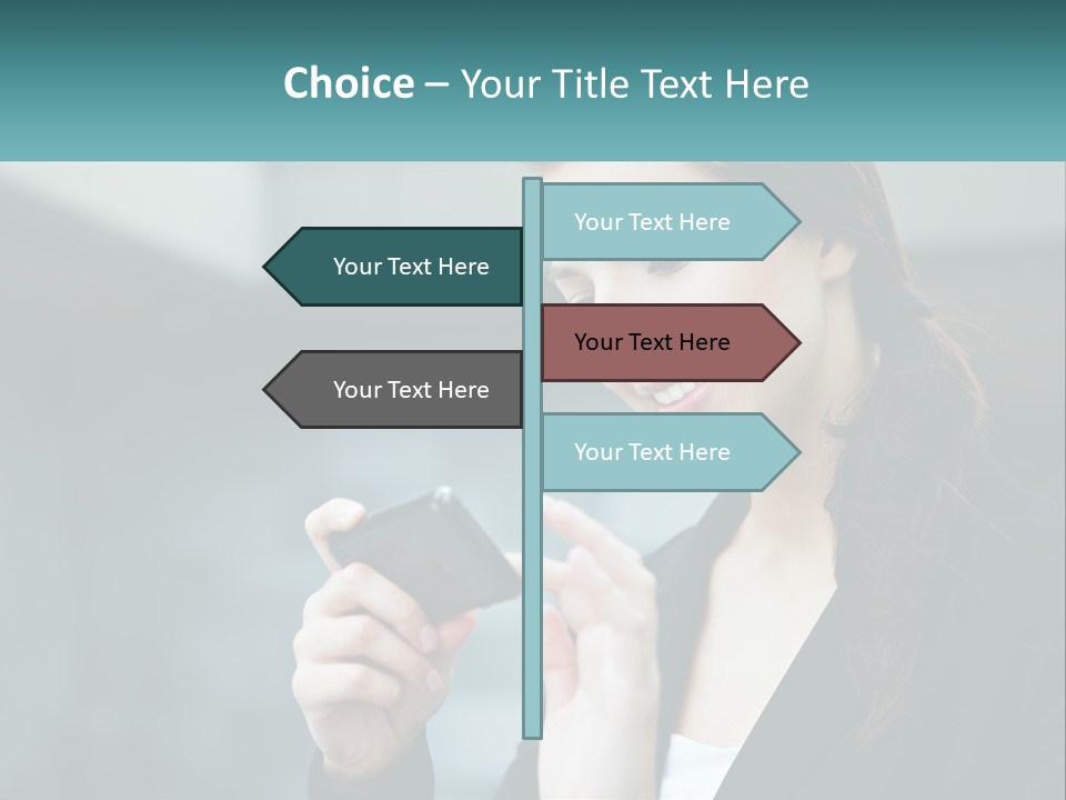 A Woman Holding A Cell Phone In Her Hand PowerPoint Template