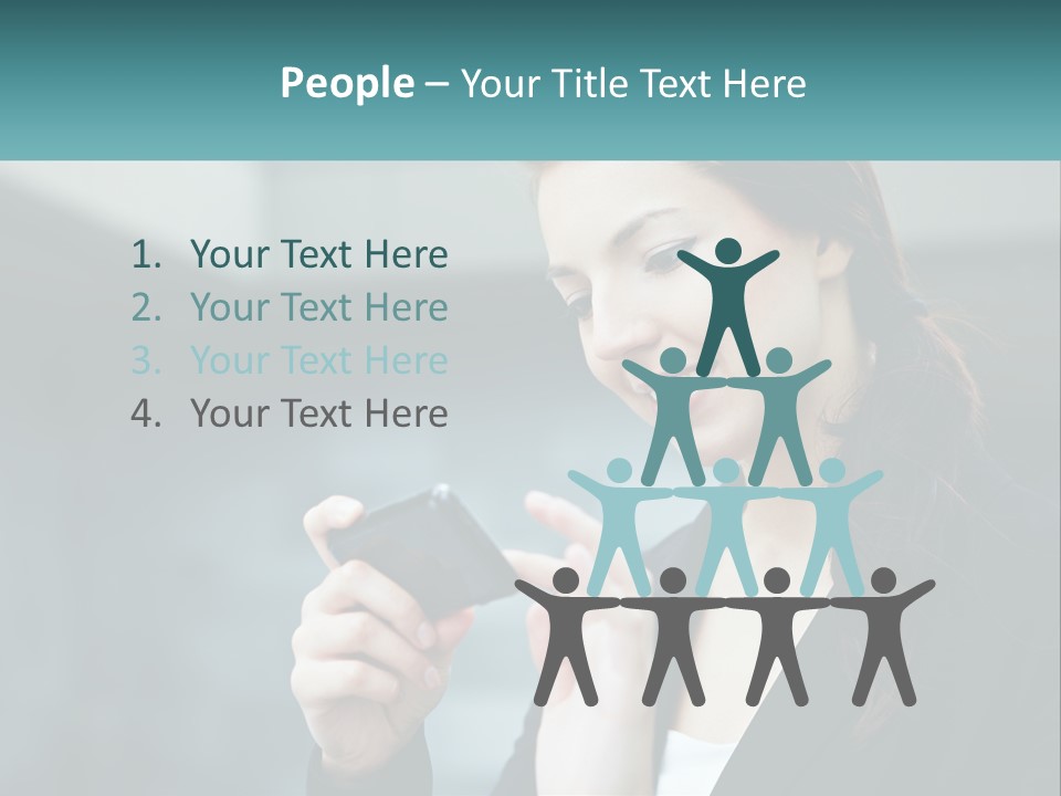 A Woman Holding A Cell Phone In Her Hand PowerPoint Template