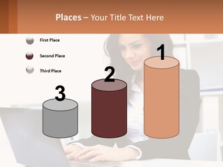 A Woman Sitting At A Desk With A Laptop PowerPoint Template