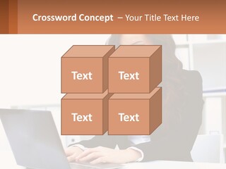 A Woman Sitting At A Desk With A Laptop PowerPoint Template