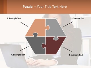 A Woman Sitting At A Desk With A Laptop PowerPoint Template