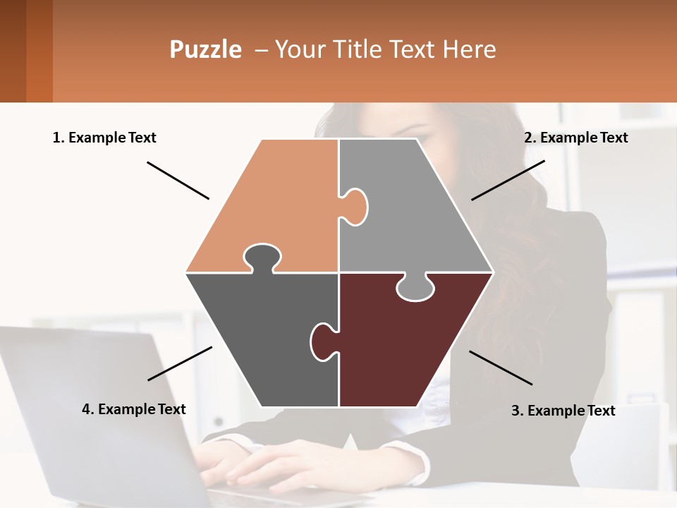 A Woman Sitting At A Desk With A Laptop PowerPoint Template