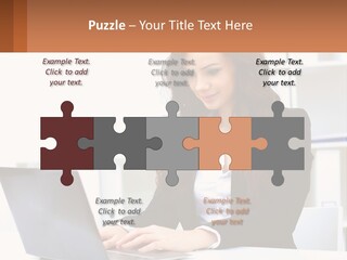 A Woman Sitting At A Desk With A Laptop PowerPoint Template