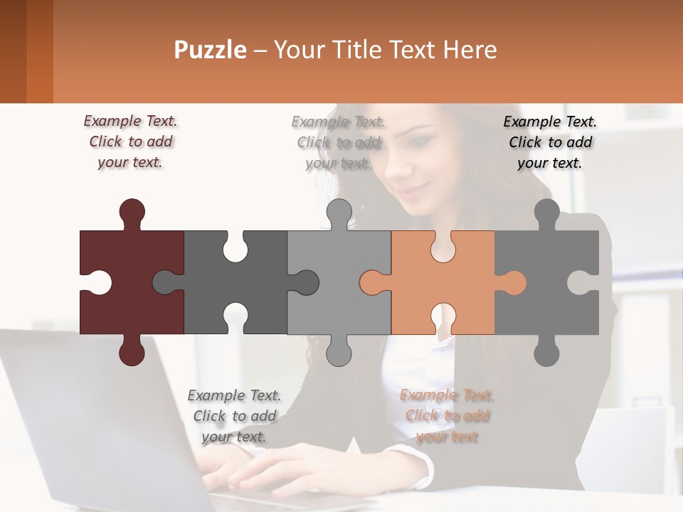 A Woman Sitting At A Desk With A Laptop PowerPoint Template