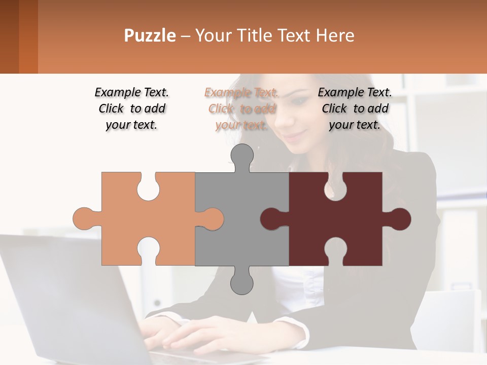 A Woman Sitting At A Desk With A Laptop PowerPoint Template