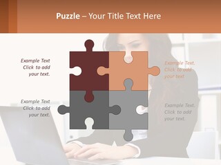 A Woman Sitting At A Desk With A Laptop PowerPoint Template