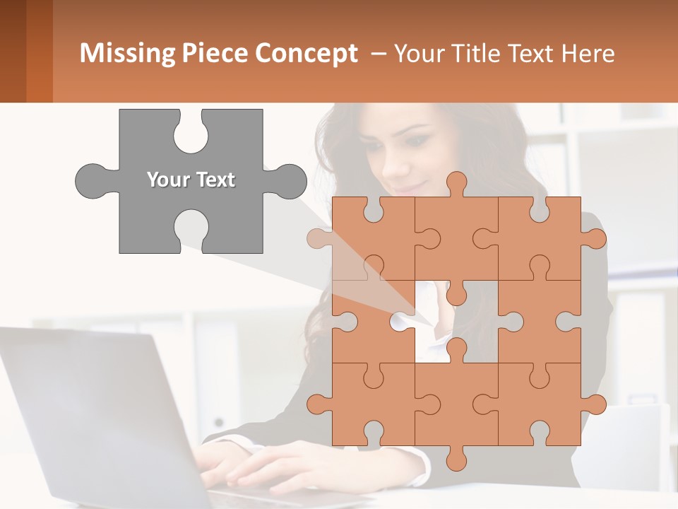 A Woman Sitting At A Desk With A Laptop PowerPoint Template