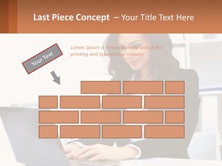 A Woman Sitting At A Desk With A Laptop PowerPoint Template