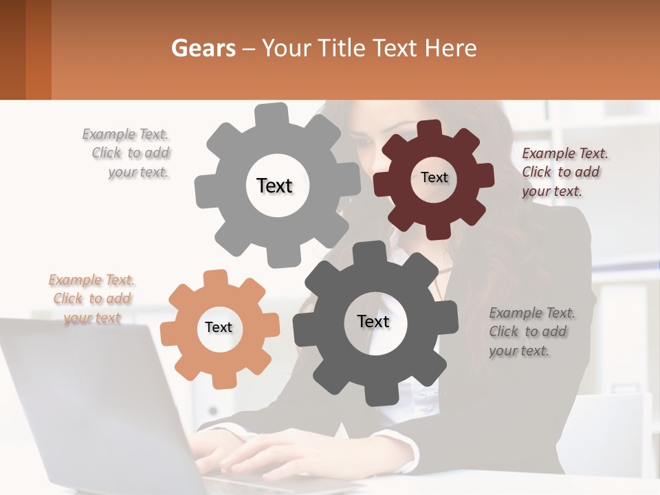 A Woman Sitting At A Desk With A Laptop PowerPoint Template