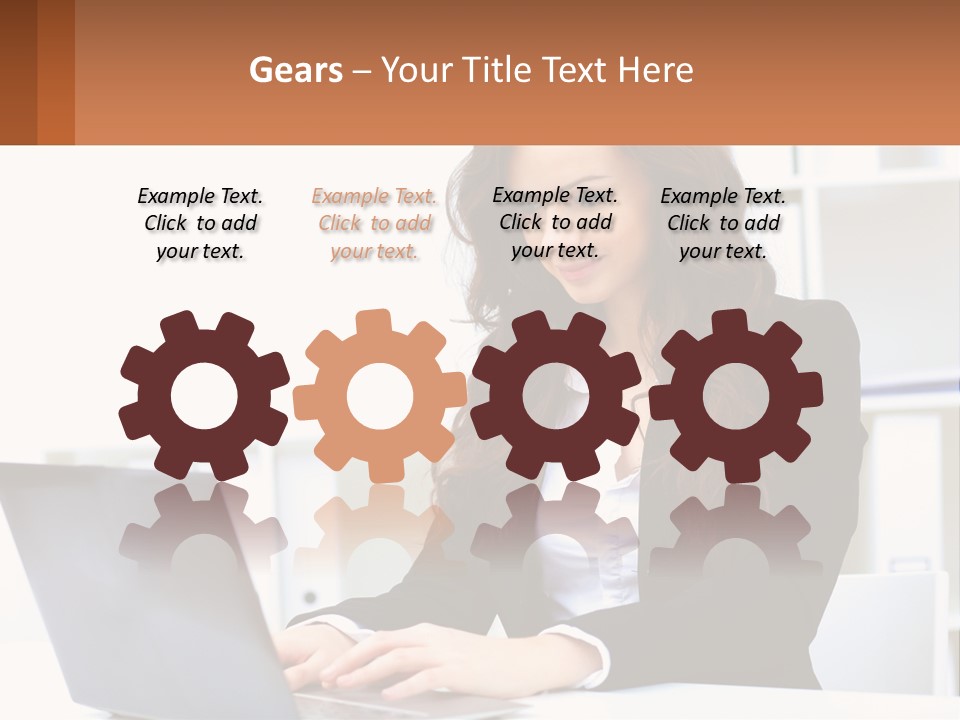 A Woman Sitting At A Desk With A Laptop PowerPoint Template