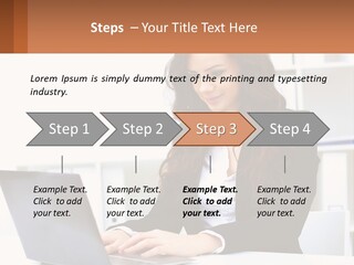 A Woman Sitting At A Desk With A Laptop PowerPoint Template