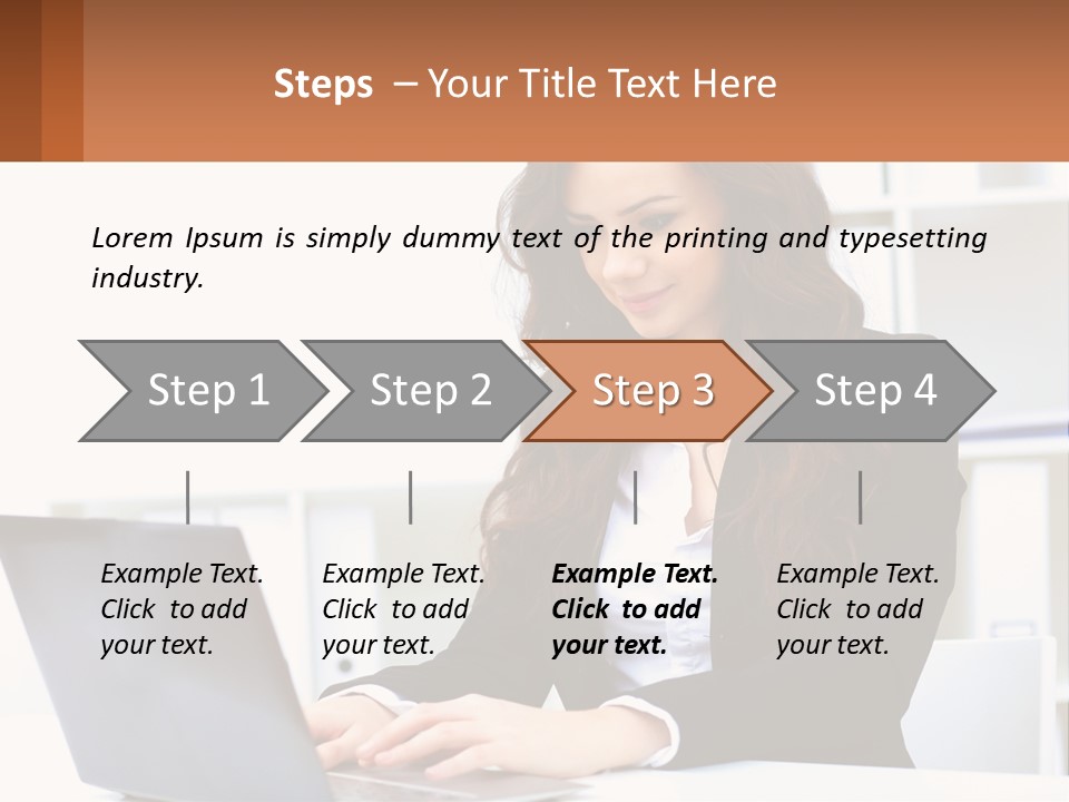 A Woman Sitting At A Desk With A Laptop PowerPoint Template