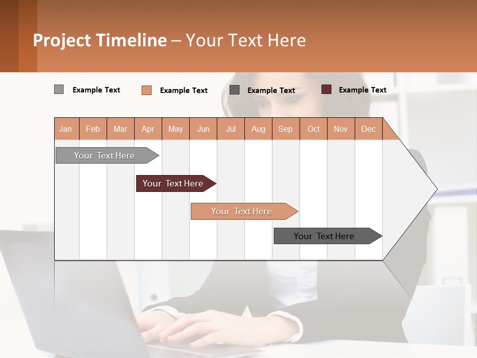A Woman Sitting At A Desk With A Laptop PowerPoint Template