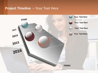 A Woman Sitting At A Desk With A Laptop PowerPoint Template