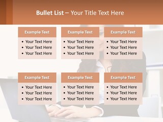 A Woman Sitting At A Desk With A Laptop PowerPoint Template