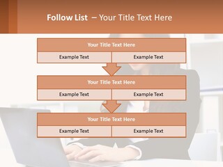 A Woman Sitting At A Desk With A Laptop PowerPoint Template