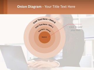 A Woman Sitting At A Desk With A Laptop PowerPoint Template