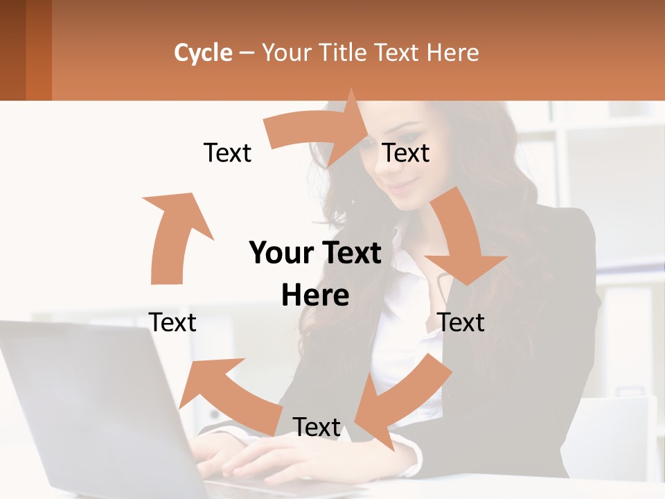 A Woman Sitting At A Desk With A Laptop PowerPoint Template